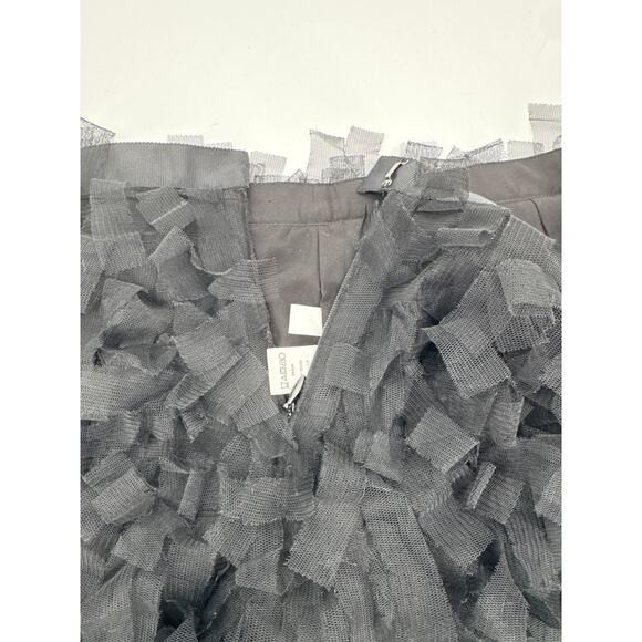 Loft Black Tiered Fringe Mini Skirt Lined Side Zip Party Night Out Size 6 Chic!! - Picture 6 of 7